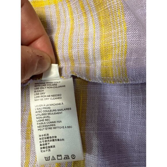 Urban Outfitters Lavender Yellow Plaid Linen Blend Crop Top Size L - Picture 7 of 9